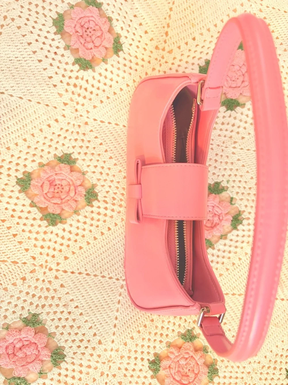 Madden Girl Coral Pink Shoulder Bag with Bow Detail - Picture 3 of 4